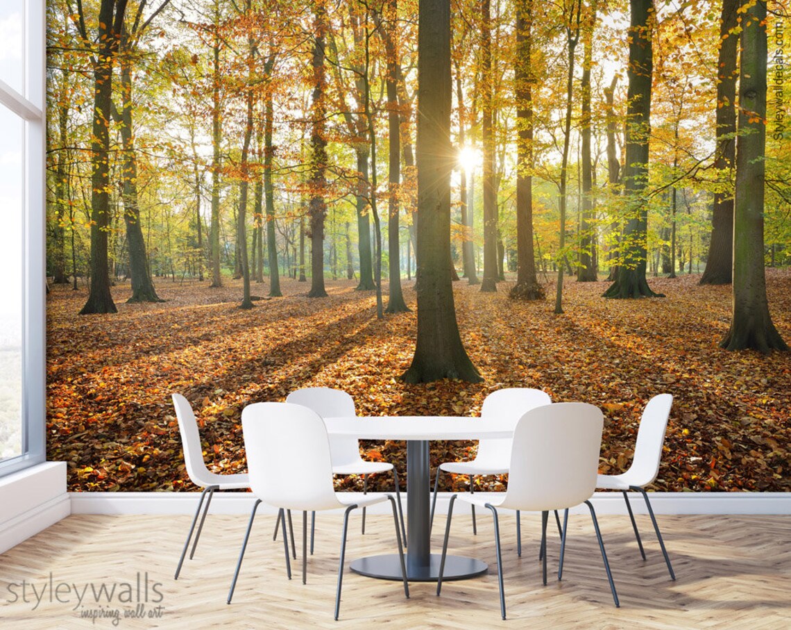 Forest Mural Wallpaper Trees Mural Nature Wall Art Nature | Etsy
