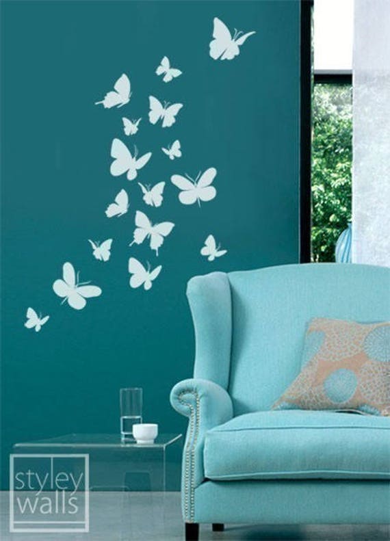 INDIGOS UG Wall Sticker - Wall Decal - w069 Butterflies - Wall Print 120x88  cm - Light Brown