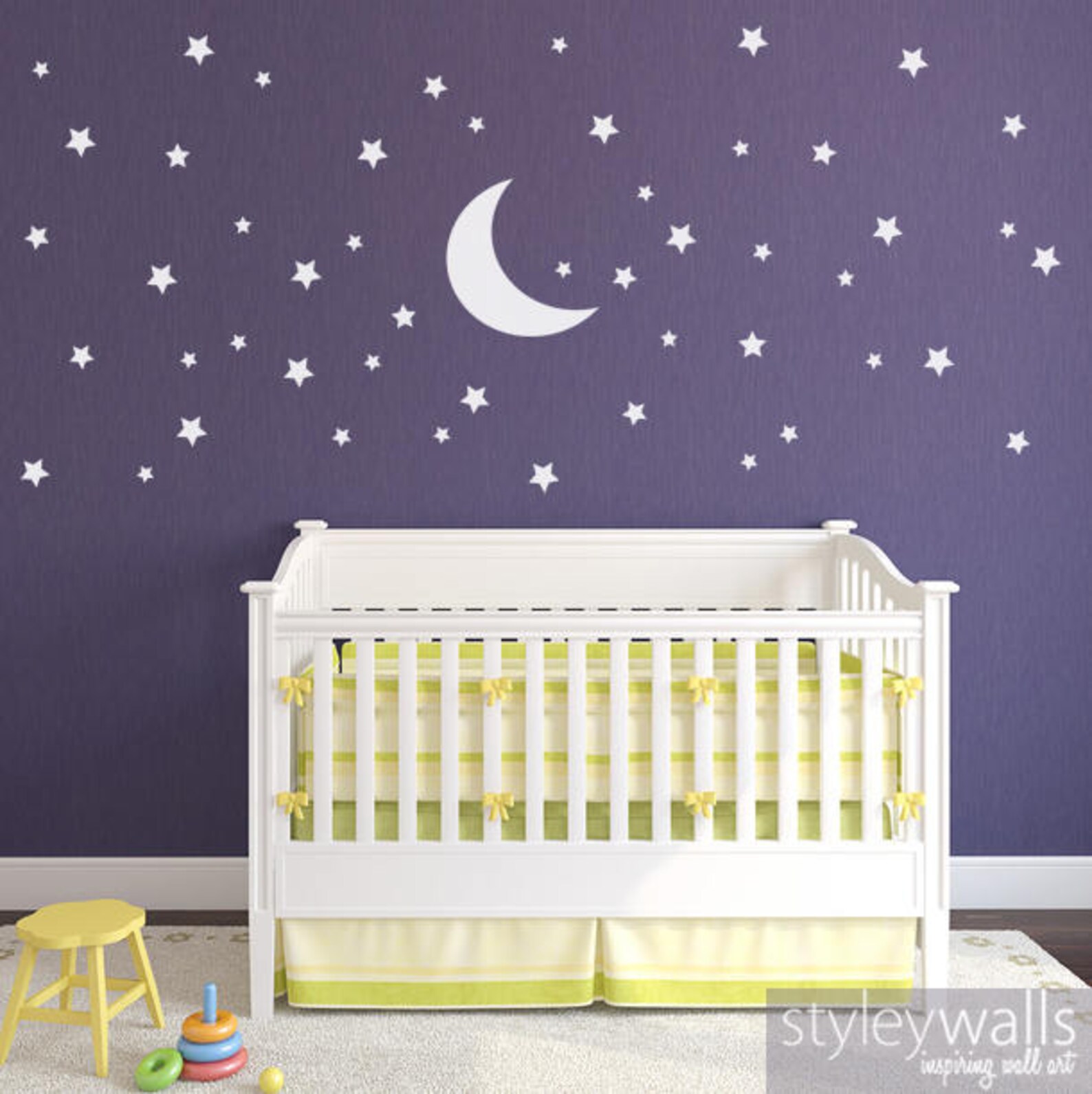Stars and Moon Wall Decal Stars Wall Decal Moon Wall Decal Etsy