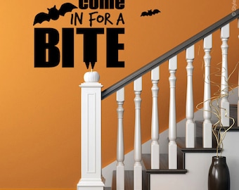 Halloween Wall Decal, Come in for a Bite Wall Decal, Bats Halloween Wall Decal for Office Home Decor, Halloween Decor Wall Decal