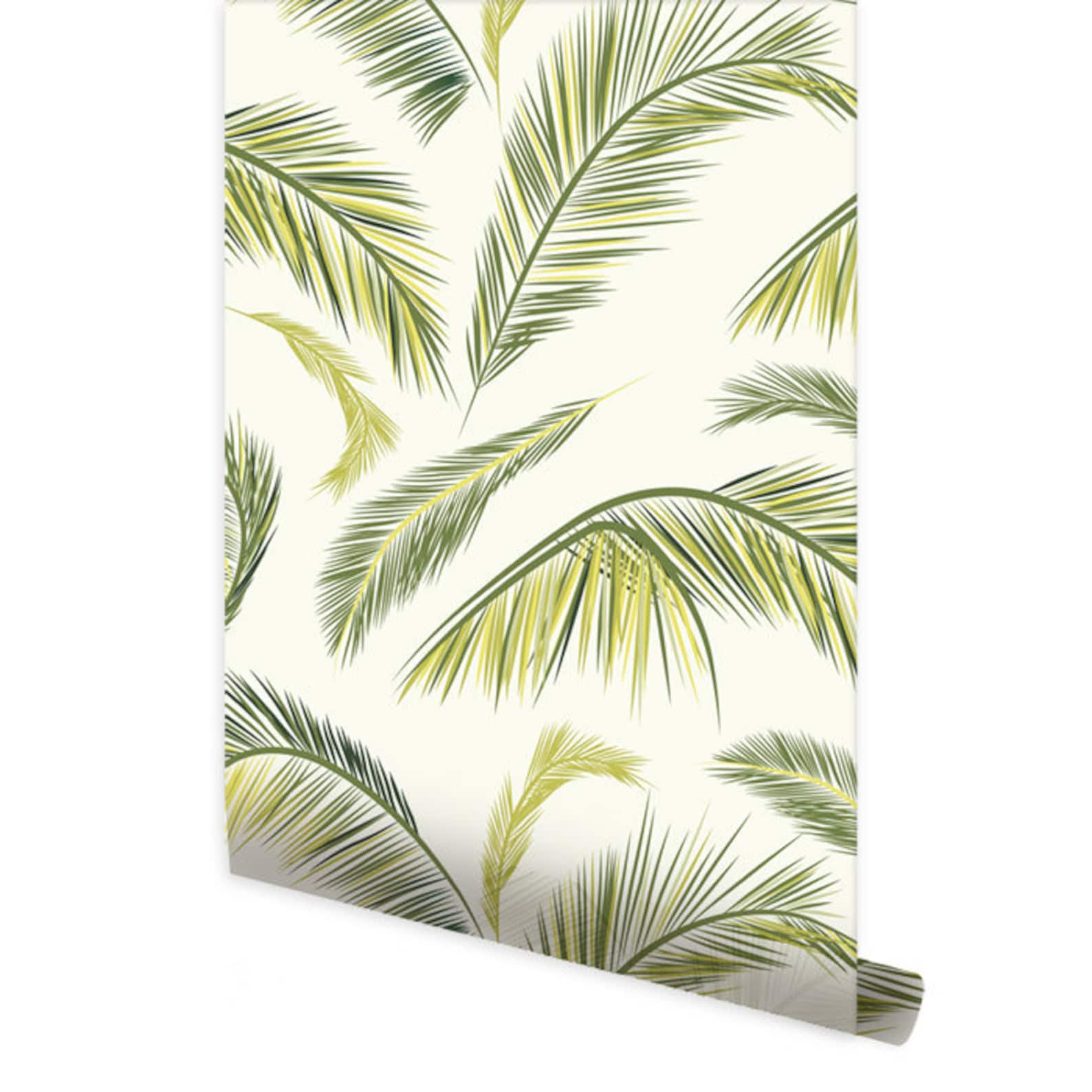 Palm Leaves Wallpaper Tropical Botanical Leaf Pattern | Etsy