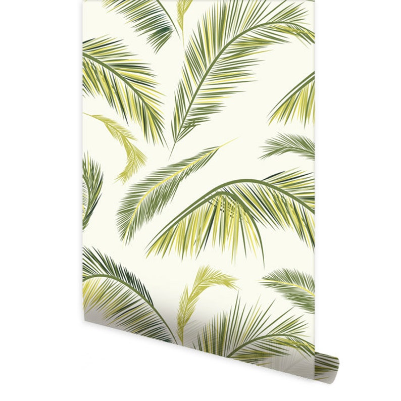 Palm Leaves Wallpaper Tropical Botanical Leaf Pattern - Etsy
