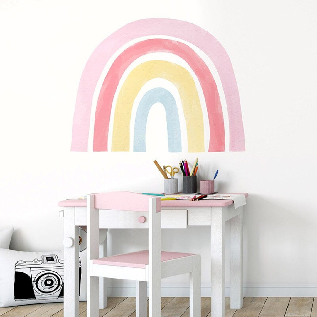 Pink Pastel Rainbow Wall Decal, Rainbow Wall Sticker for Kids Baby Room ...