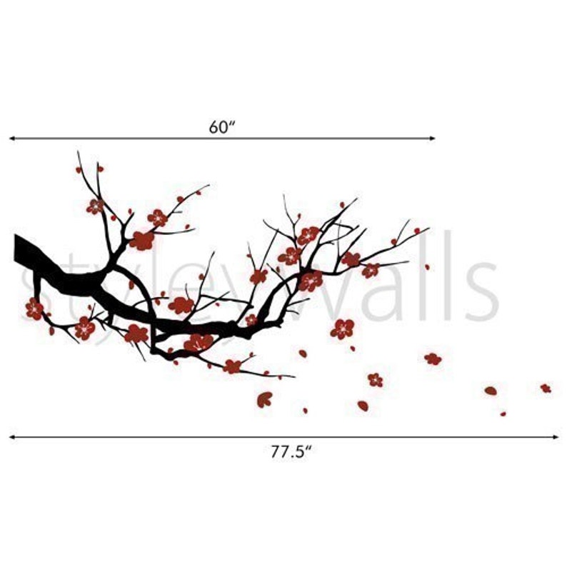 Cherry Blossom Branch Wall Decals Branch Nursery Wall Decals Etsy