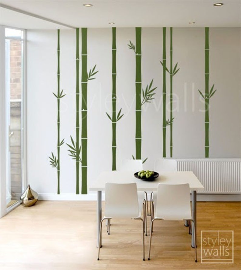 Bamboo Wall Decal, Bamboo Tree Wall Decal, 100inch Tall Set of 8 Bamboo Stalks, Home decor, Vinyl Wall Art Decor, Bamboo Living Room Decal image 2