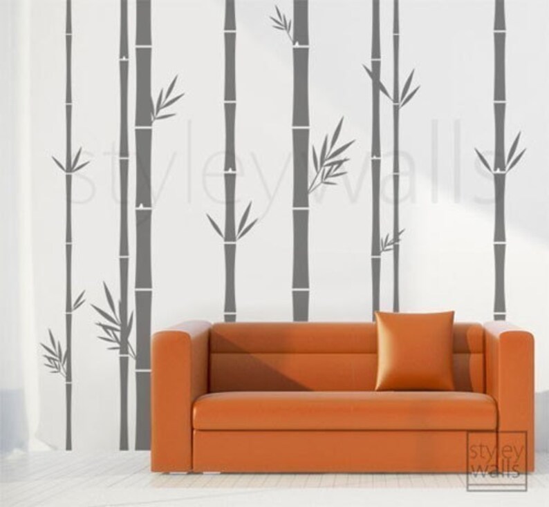 Bamboo Wall Decal, Bamboo Tree Wall Decal, 100inch Tall Set of 8 Bamboo Stalks, Home decor, Vinyl Wall Art Decor, Bamboo Living Room Decal image 3