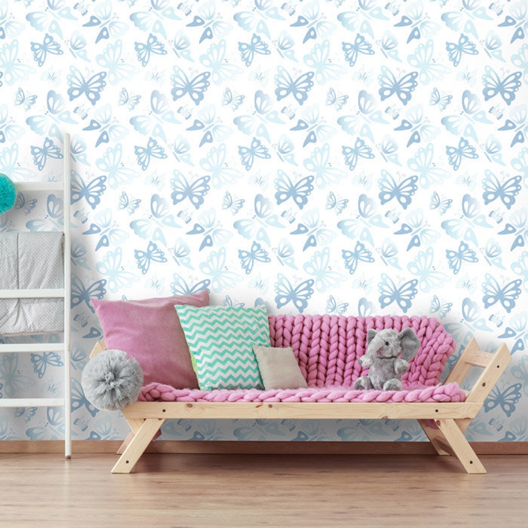 Butterflies Wallpaper, Repositionable Removable Fabric Wallpaper ...