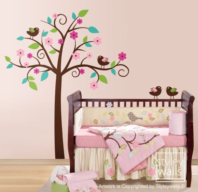 Tree and Birds Wall Decal Birds With Tree Wall Decal Tree Etsy