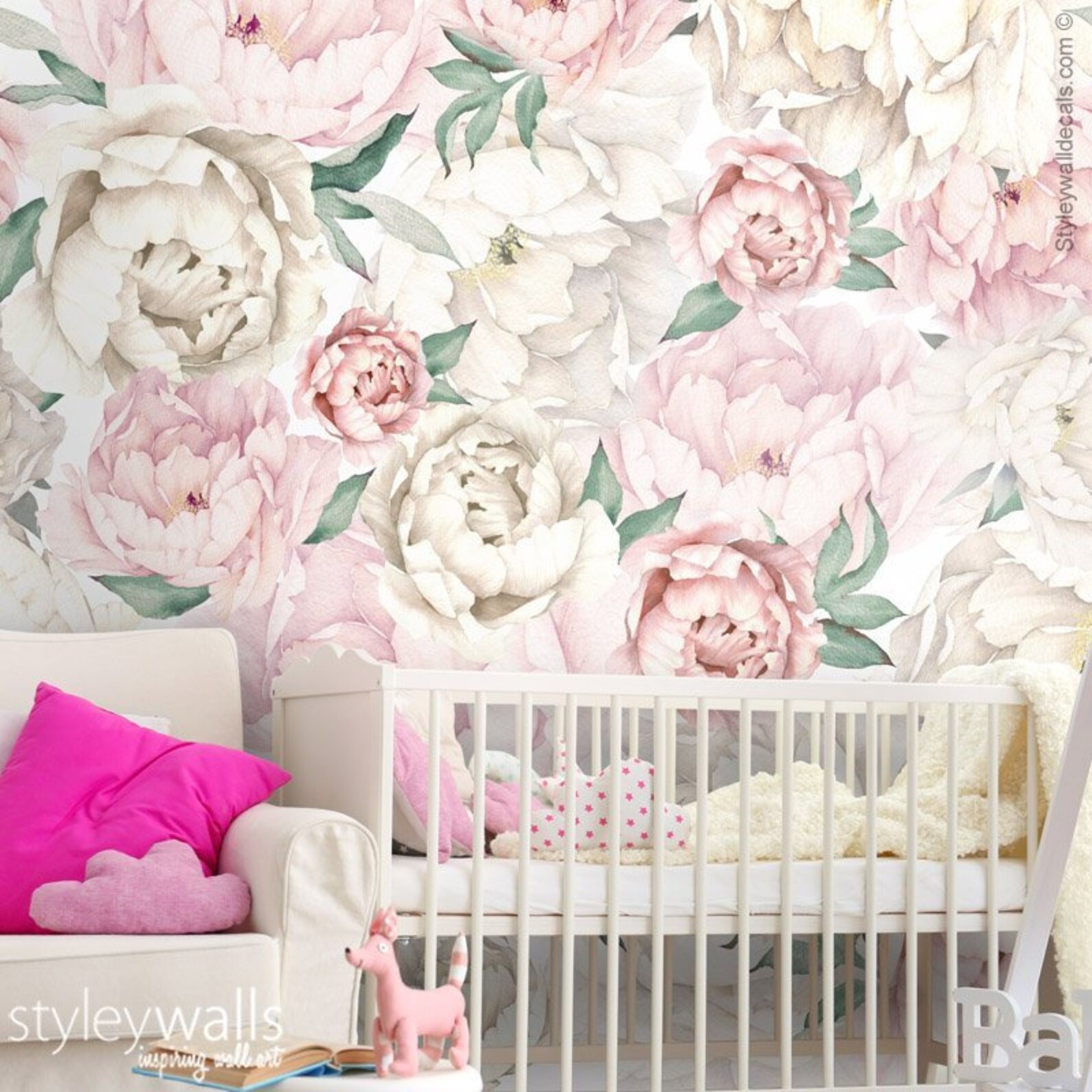 Peony Wallpaper Peonies Wallpaper Pink White Watercolor - Etsy Canada