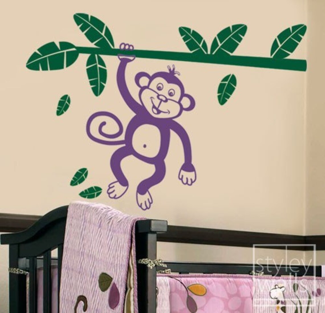 Monkey Wall Decal Monkey Wall Sticker Jungle Wall Decal Etsy