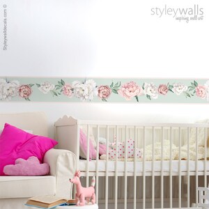 Peonies Wall Border Decal Peony Border Wall Decal - Etsy