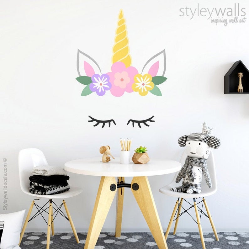 Unicorn Wall Decal Unicorn Wall Sticker Unicorn Head Wall Etsy