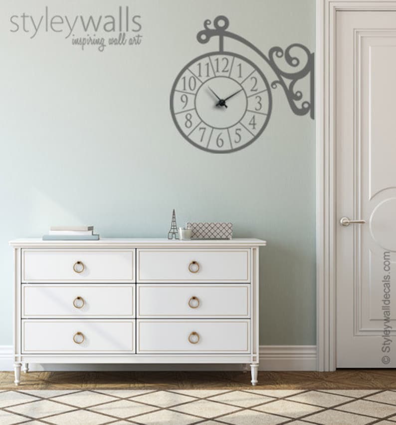 Clock Wall Decal Wall Clock Sticker Corner Wall Clock Etsy
