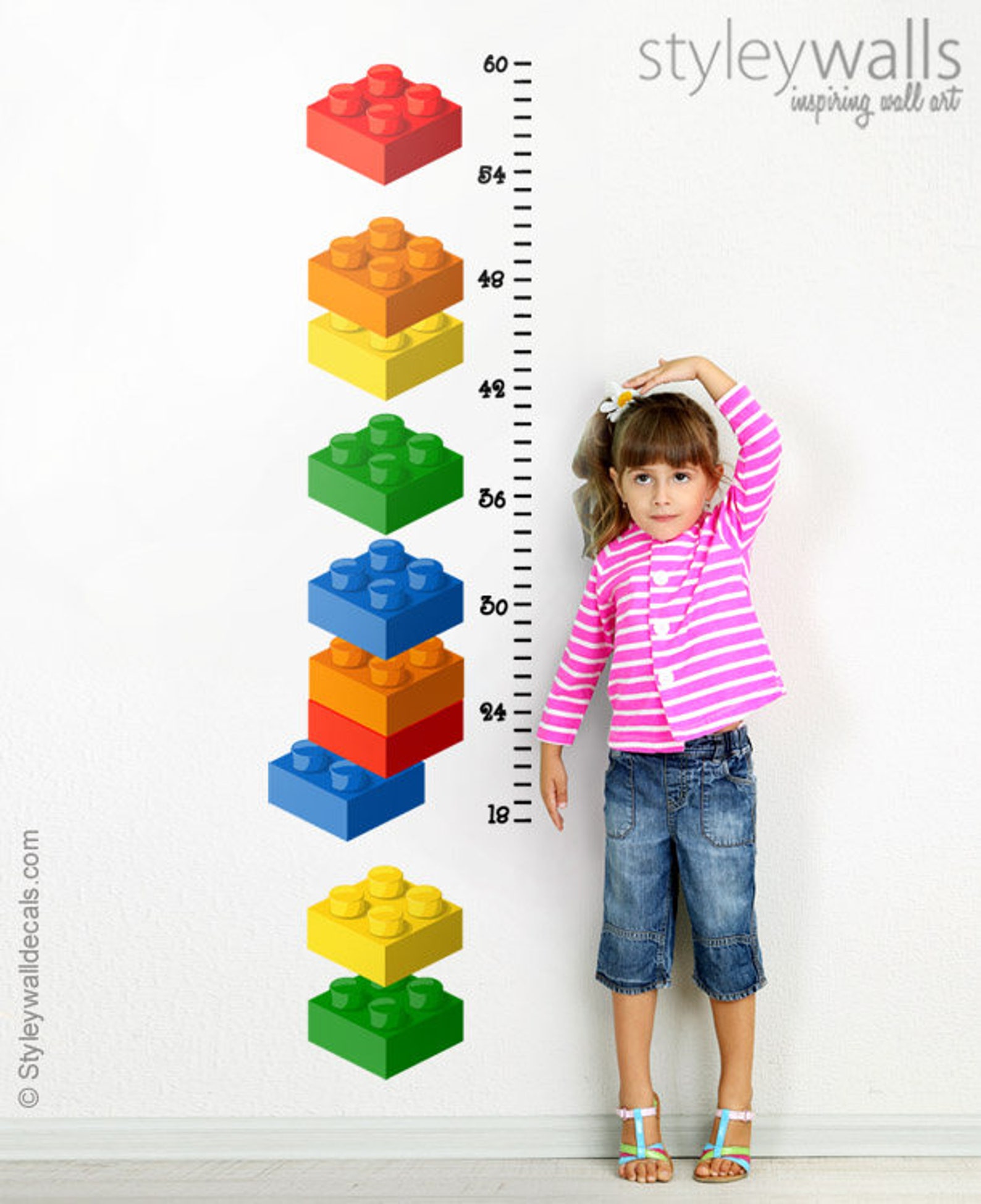 Building Blocks Wall Decal, Blocks Wall Decal, Growth Chart Wall Decal ...