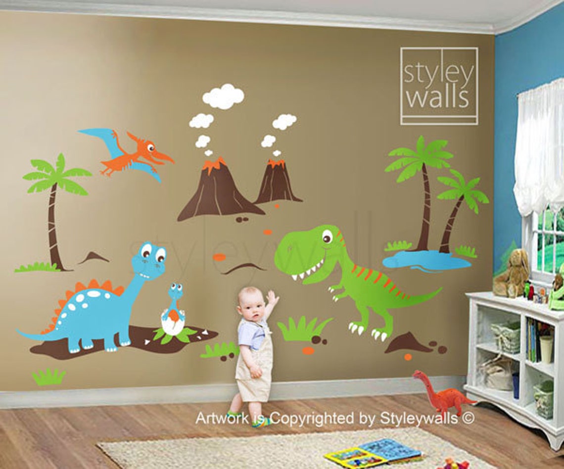 Dinosaurs Wall Decals dino Land Wall Decal Dinosaurs Wall Etsy Canada