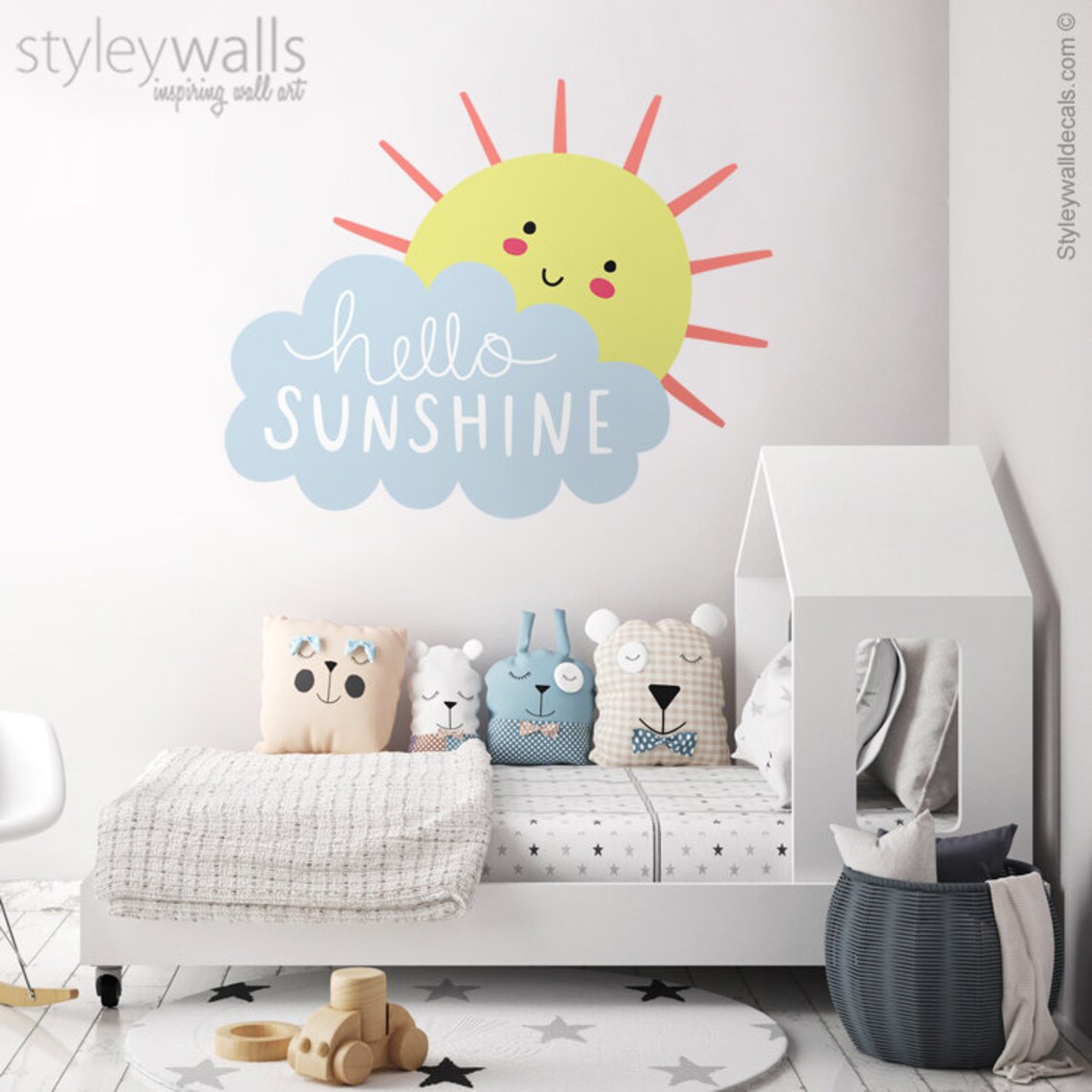 Sun Shine Wall Decal Sun Wall Decal Cloud Wall Decal Hello Etsy