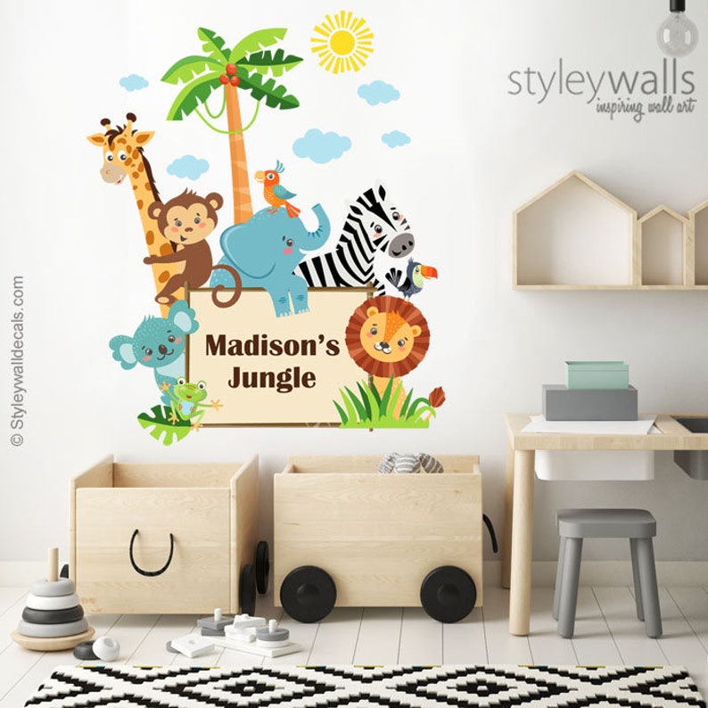 Jungle Animals Wall Decal Jungle Animals Wall Decal Sticker Etsy