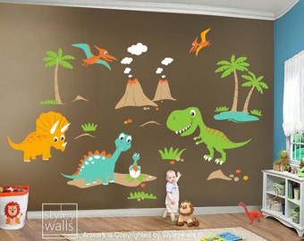 Dinosaurs Wall decal, Dinosaurs Wall Sticker, Dinosaurs Roo Decor, T-rex Wall Decal,Nursery Kids Playroom Vinyl Wall Decal Baby Room Art