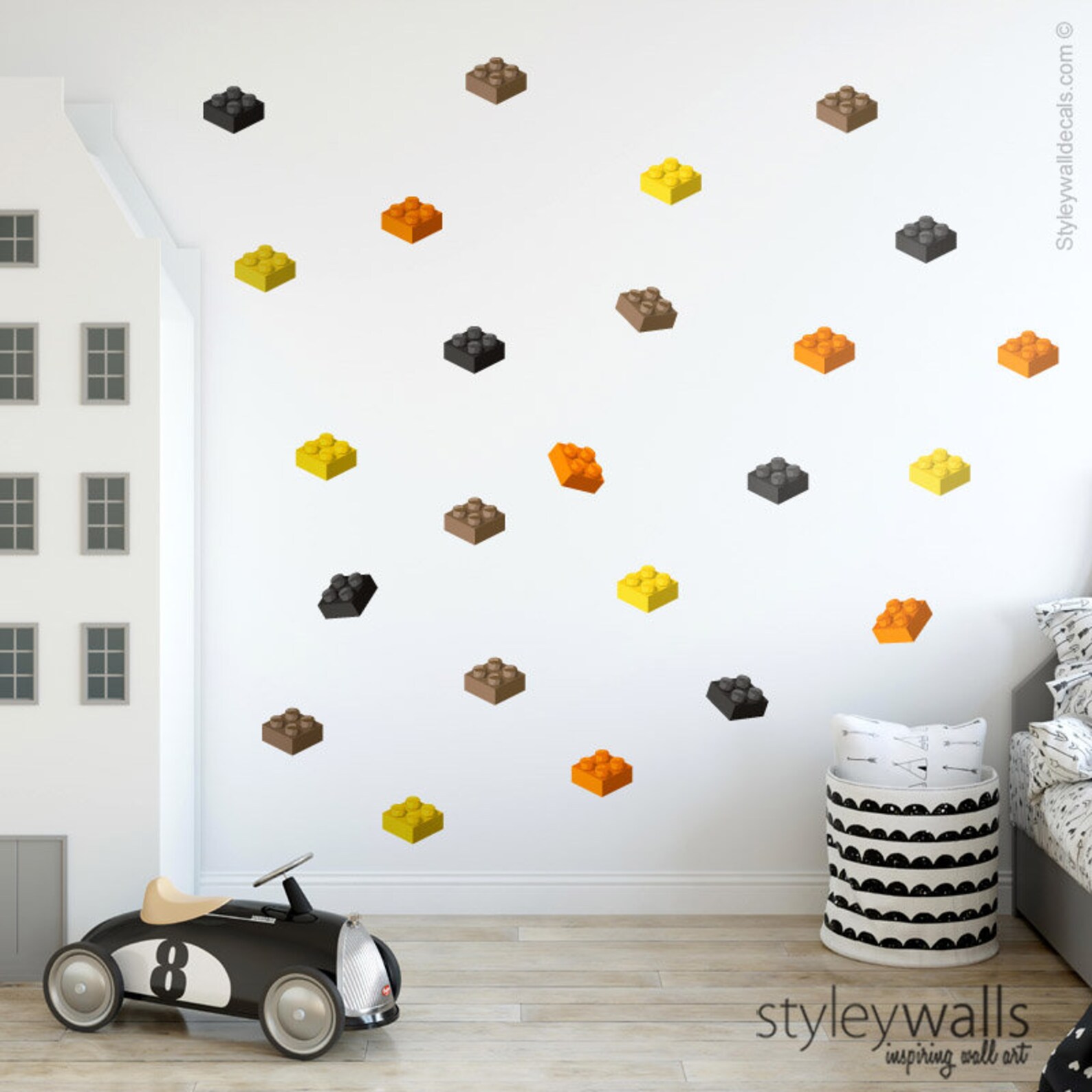 Blocks Wall Decal Building Blocks Wall Sticker Bricks Wall Etsy