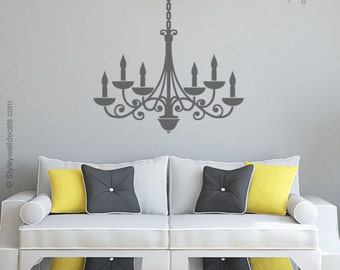 Chandelier Wall Decal, Chandelier Wall Sticker, Chandelier Silhouette, Living Room Bedroom Decor Wall Decal, Victorian Chandelier Decal