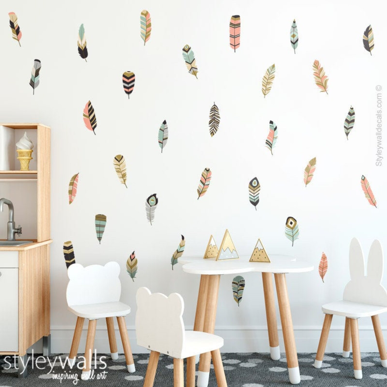 Feathers Wall Decal Feather Wall Stickers Feather Wall Etsy
