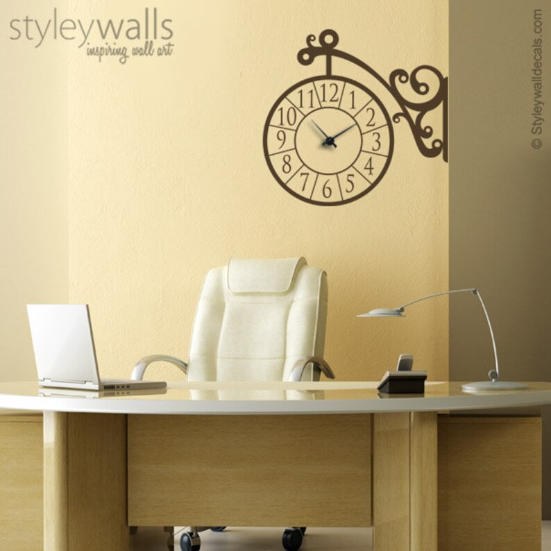 Clock Wall Decal Wall Clock Sticker Corner Wall Clock Etsy