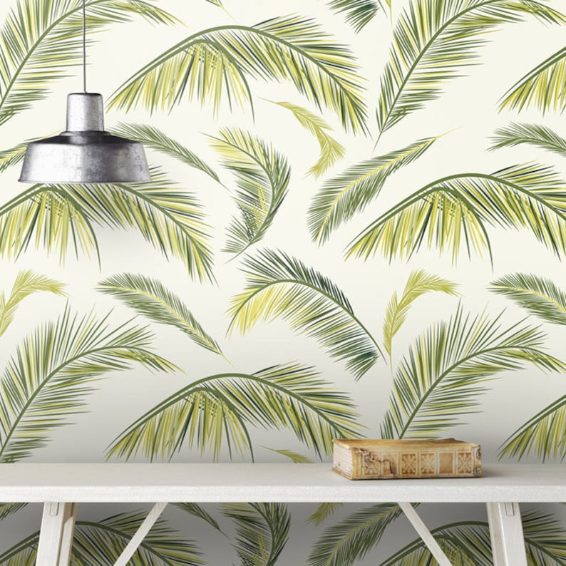 Palm Leaves Wallpaper Tropical Botanical Leaf Pattern | Etsy