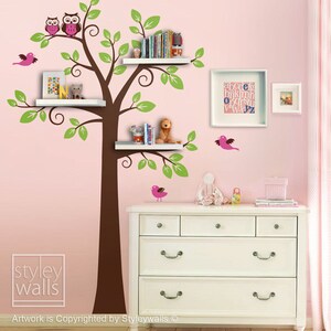 Shelves Tree Decal Children Wall Decal, Shelf Tree Wall Decal for Nursery Decor, Shelving Tree Kids Decal Wall Sticker Room Decor image 3