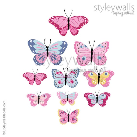 Butterflies Wall Decal, Butterfly Wall Decal, Butterflies Wall Sticker,  Butterfly Nursery Decor, Butterflies Baby Girls Room Wall Decals 