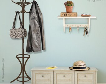 Coat Rack Wall Decal, Hanger Wall Decal, Coat Rack Wall Sticker for Home Decor, Home Entrance Decor Wall Decal, Office Wall Decor Decal
