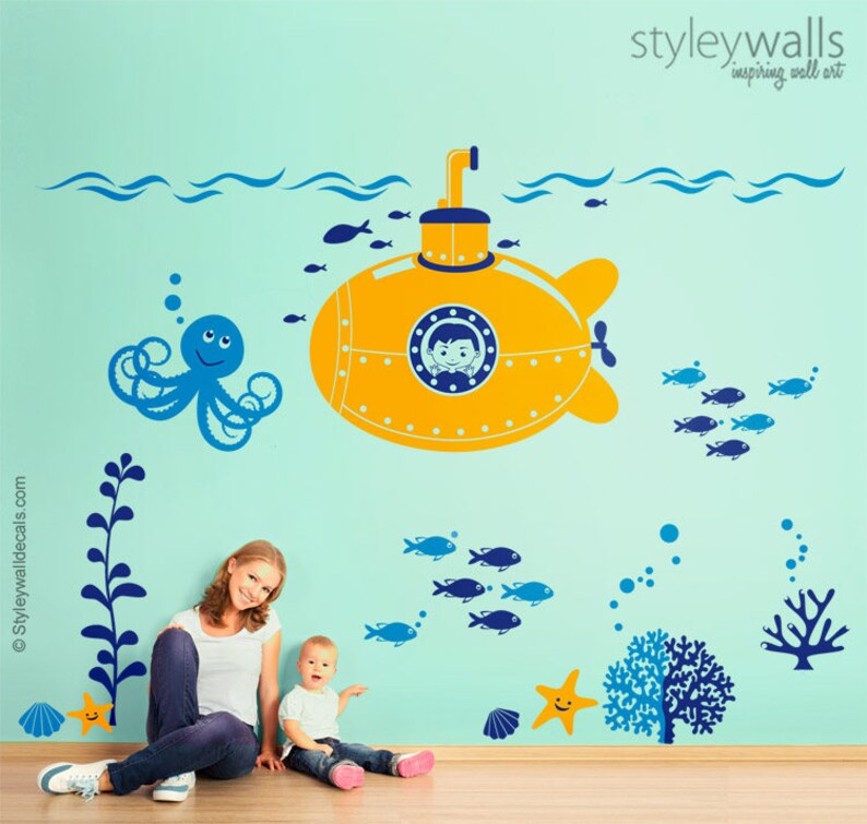 Submarine Wall Decal Submarine Nursery Stickers Underwater Etsy