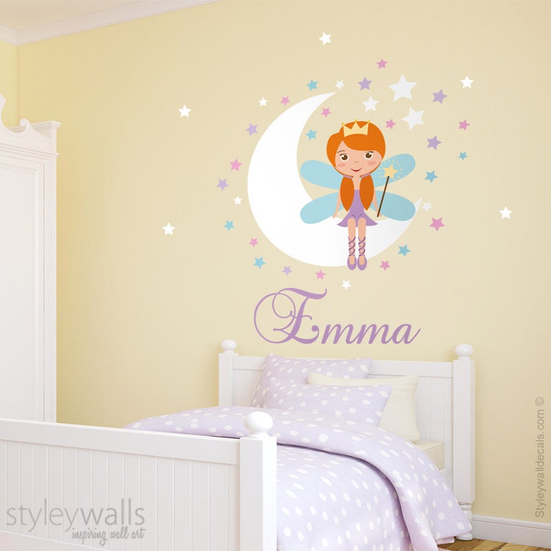 Fairy Wall Decal, Moon Wall Decal Sticker, Princess Fairy Wall Decal ...
