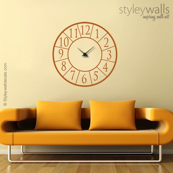 Orologio da parete silenzioso fai da te, design senza cornice, adesivi con numeri personalizzabili, decorazione per la (viola