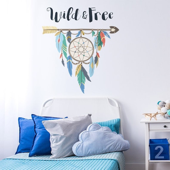 Personalised Name Wall Sticker Custom Initial Decal Bedroom Girls DREAMCATCHER 