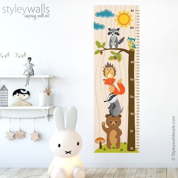 Baby Growth Chart For Wall Woodland Nursery Decor Baby Animals