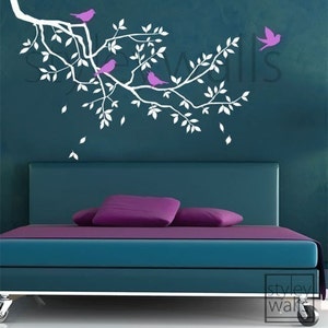 Branch Wall Decal, Branch and Birds Wall Decal, Branch with Birds Wall Sticker, Nursery Baby Room Wall Decal, Kids Children Room Decor image 2