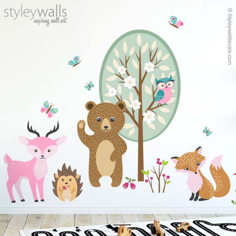 Forest Animals Wall Decal Woodland Animals Sticker Woodland Etsy