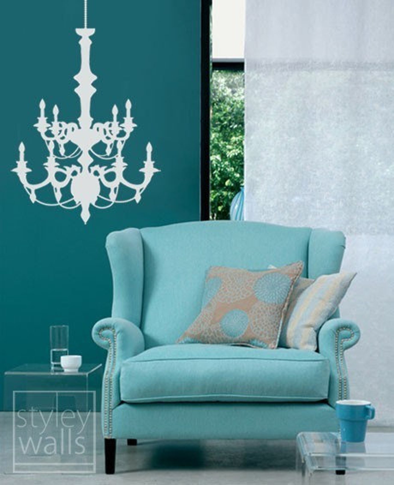 Chandelier Wall Decal Stylish Chandelier Vinyl Wall Decal Etsy