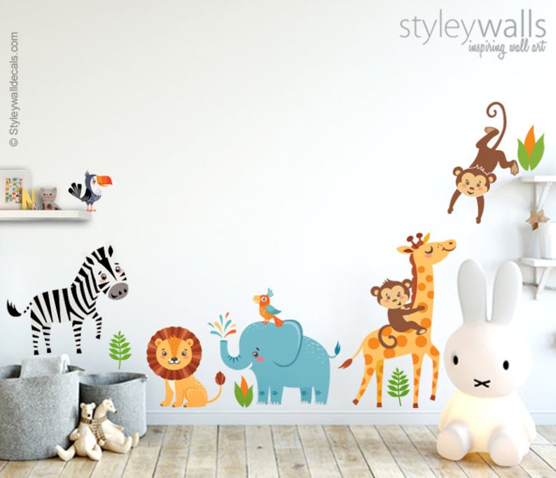 Jungle Animals Wall Decal Jungle Wall Decal Sticker Safari Etsy