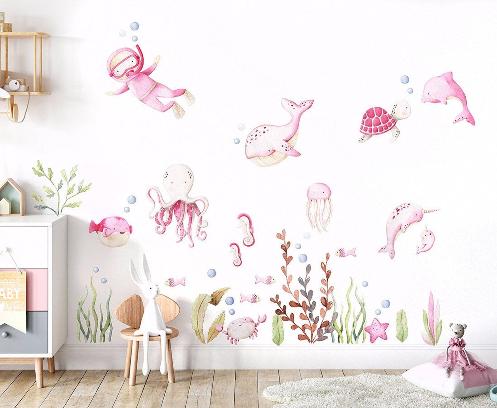 Underwater Wall Decal Under the Sea Wall Decal Sea Life Sea Etsy