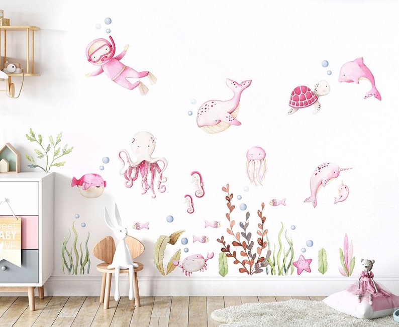 Underwater Wall Decal Under the Sea Wall Decal Sea Life Sea Etsy