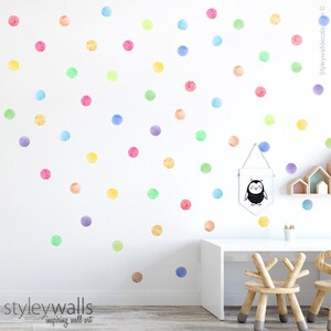 Polka Dots Wall Decal, Confetti Dots Circles Wall Decal, Water Color Polka Dots Pattern Wall Decal, Kids Room Wall Decals, Dots Wall Decor image 2