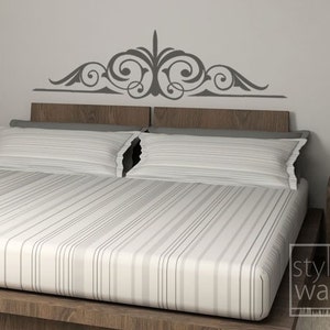 Swirly Bed Headboard Vinyl Wall Decal, Bed Room Wall Decal, Bed Head Wall Sticker, Vintage Bed Head Wall Sticker, Bed Room Wall Decor