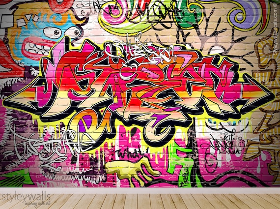 Graffiti Mural Abstract Mural Graffiti Wall Art Graffiti Wallpaper Mural Teenage Room Decor Repositionable Removable Fabric Etsy