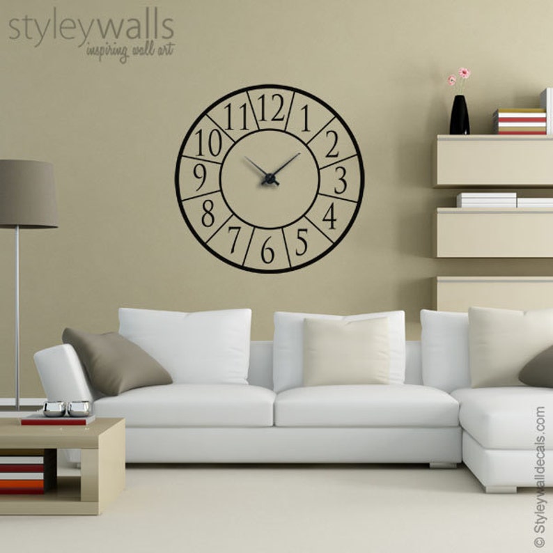 Clock Wall Decal Clock Wall Sticker Modern Clock Wall Decal Etsy