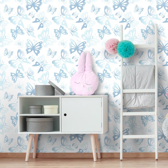 Butterflies Wallpaper, Repositionable Removable Fabric Wallpaper ...