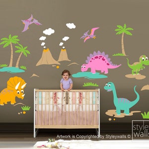 Dinosaurs Wall Decal, Dinos Wall Decal, HUGE Set, Dinosaurs Baby Nursery Kids Playroom Vinyl Wall Decal Wall Decor, Dinosaurs Wall Sticker image 3