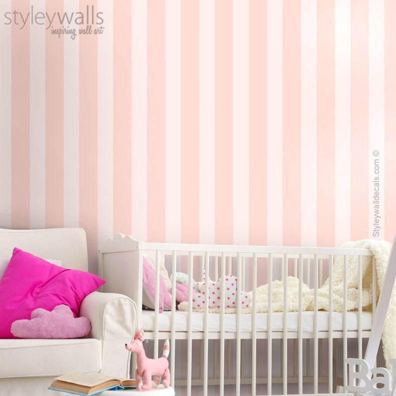 Pink Stripes Wallpaper Vertical Striped Pattern Wallpaper Kids Room Decor Self Adhesive Peel and Stick Repositionable Removable Fabric