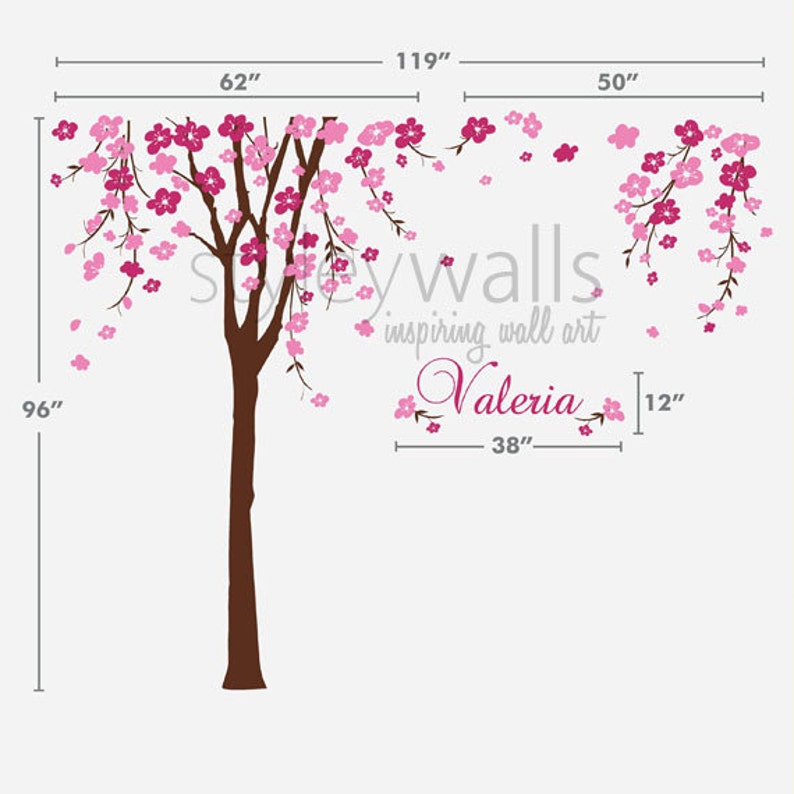 Cherry Blossom Tree Wall Decal Cherry Tree Nursery Wall Etsy