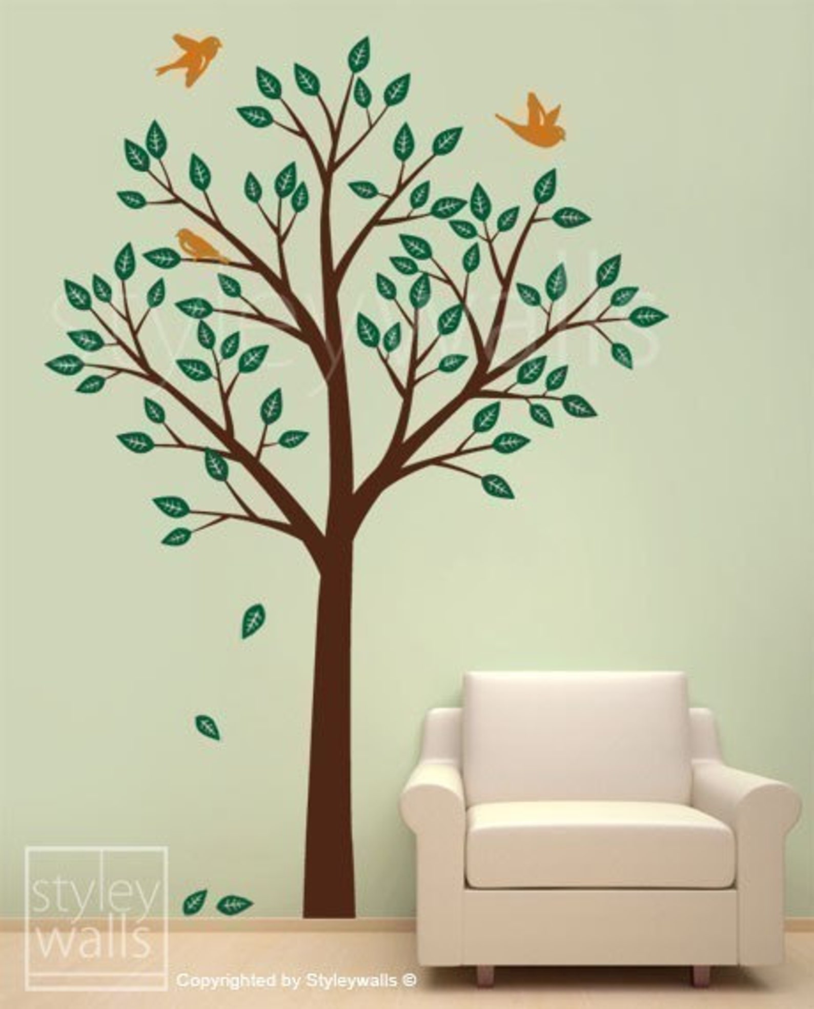 Tree and Birds Wall Decal Tree Wall Decal for Nursery Kids Etsy